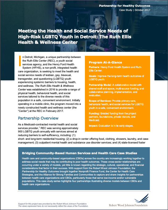 Meeting the Health and Social Service Needs of High-Risk LGBTQ Youth in Detroit: The Ruth Ellis Health and Wellness Center