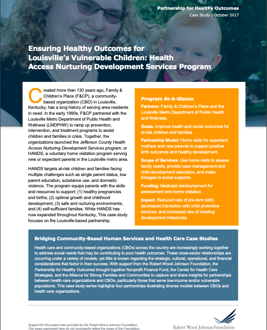 Ensuring Healthy Outcomes for Louisville's Vulnerable Children: Health Access Nurturing Development Services Program