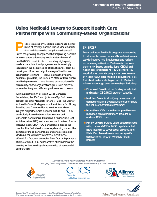 Using Medicaid Levers to Support Health Care Partnerships with Community-Based Organizations