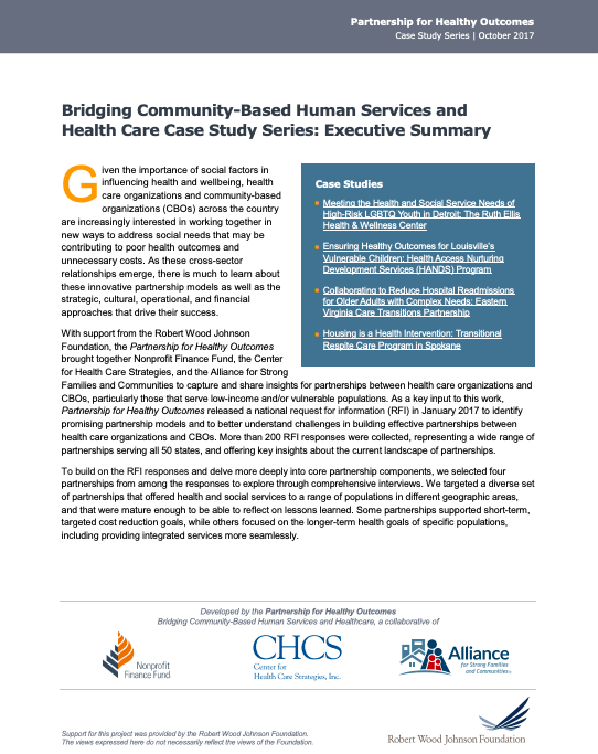 Bridging Community-Based Human Services and Health Care Case Study Series: Executive Summary