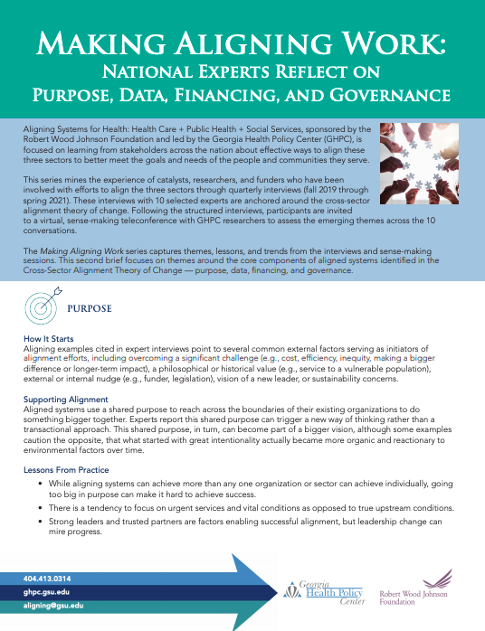 Making Aligning Work: National Experts Reflect On Purpose, Data, Financing, And Governance