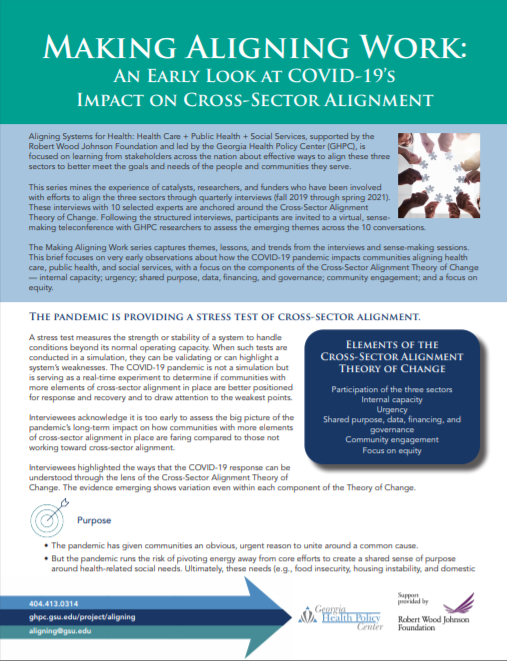 Making Aligning Work: An Early Look At Covid-19's Impact On Cross-sector Alignment