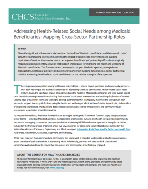 Addressing Health-Related Social Needs Among Medicaid Beneficiaries: Mapping Cross-Sector Partnership Roles