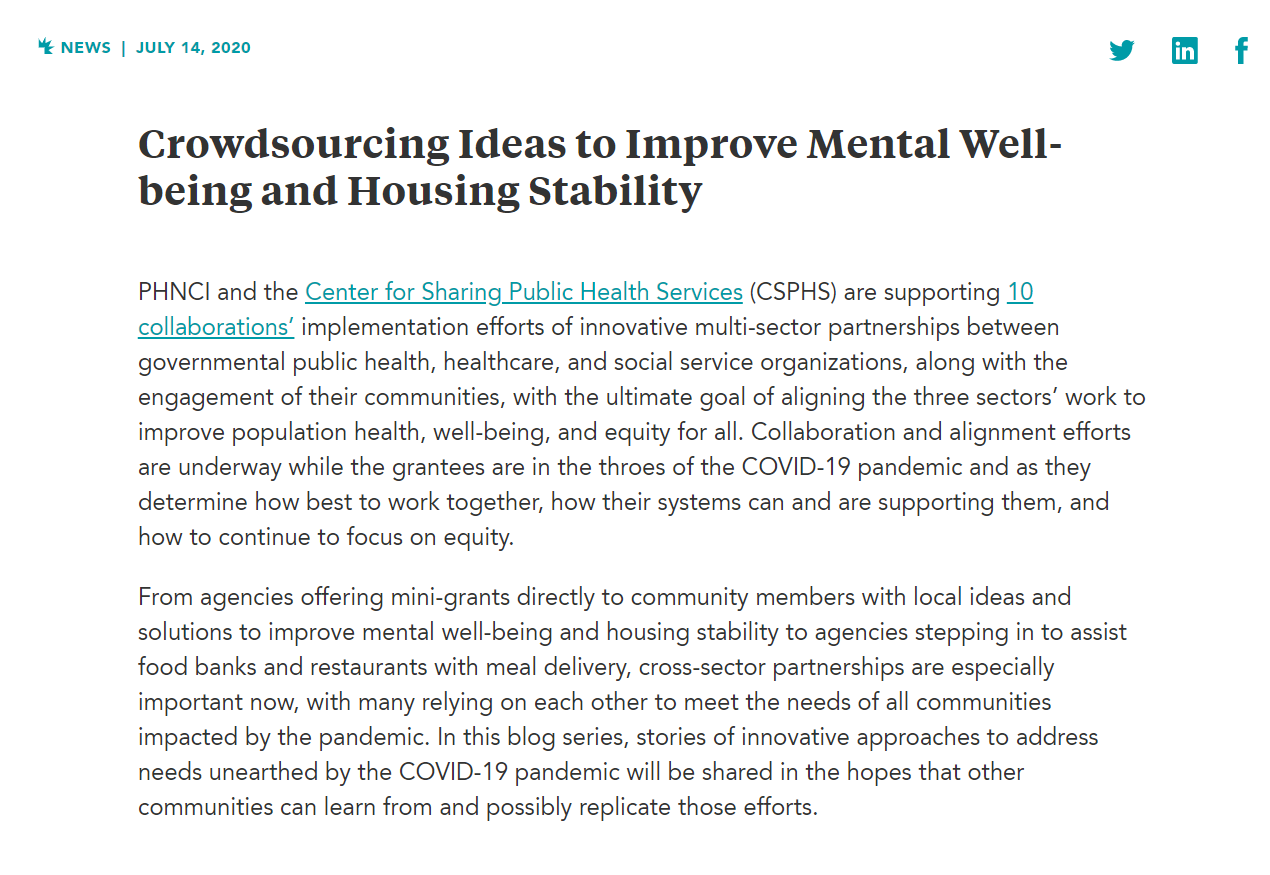 Crowdsourcing Ideas to Improve Mental Well-being and Housing Stability