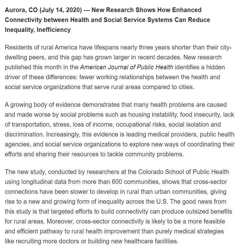 New Research Shows How Enhanced Connectivity between Health and Social Service Systems Can Reduce Inequality, Inefficiency