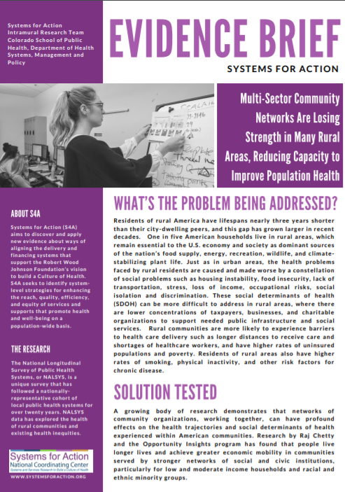Multi-Sector Community Networks Are Losing Strength in Many Rural Areas, Reducing Capacity to Improve Population Health Evidence