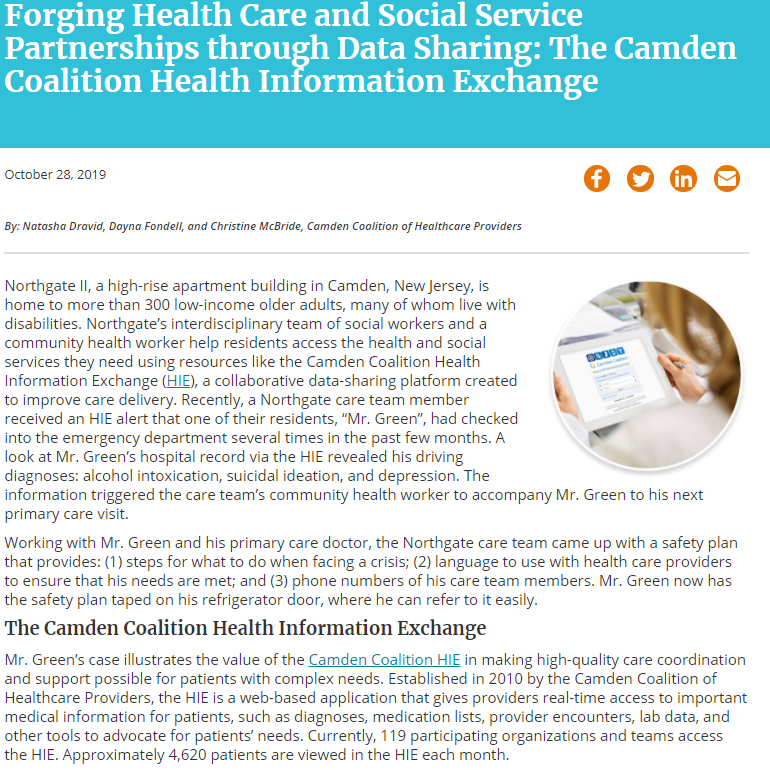 Forging Health Care and Social Service Partnerships through Data Sharing