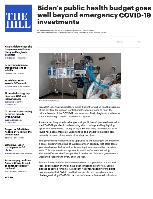 Biden's Public Health Budget Goes Well Beyond Emergency COVID-19 Investments
