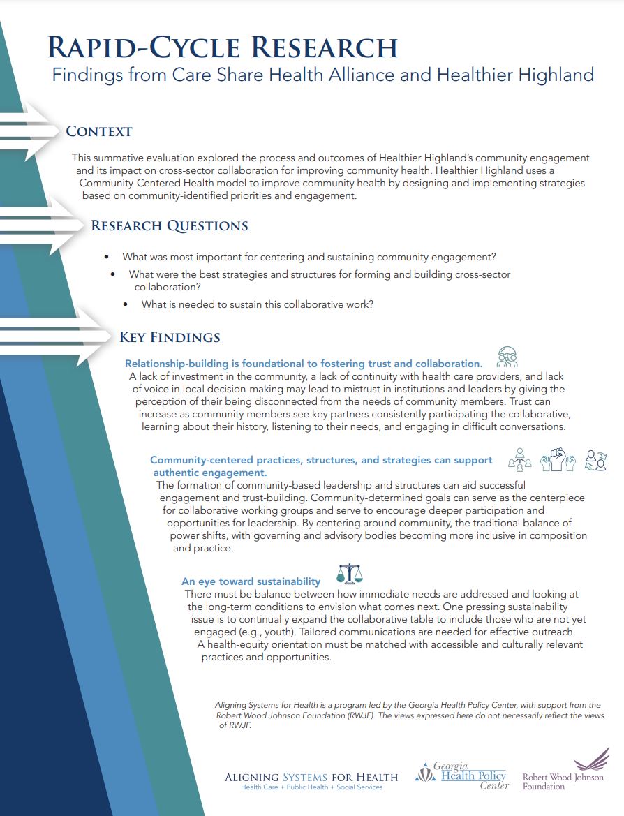 Aligning Systems for Health: Rapid-Cycle Research Findings from Care Share Health Alliance and Healthier Highland