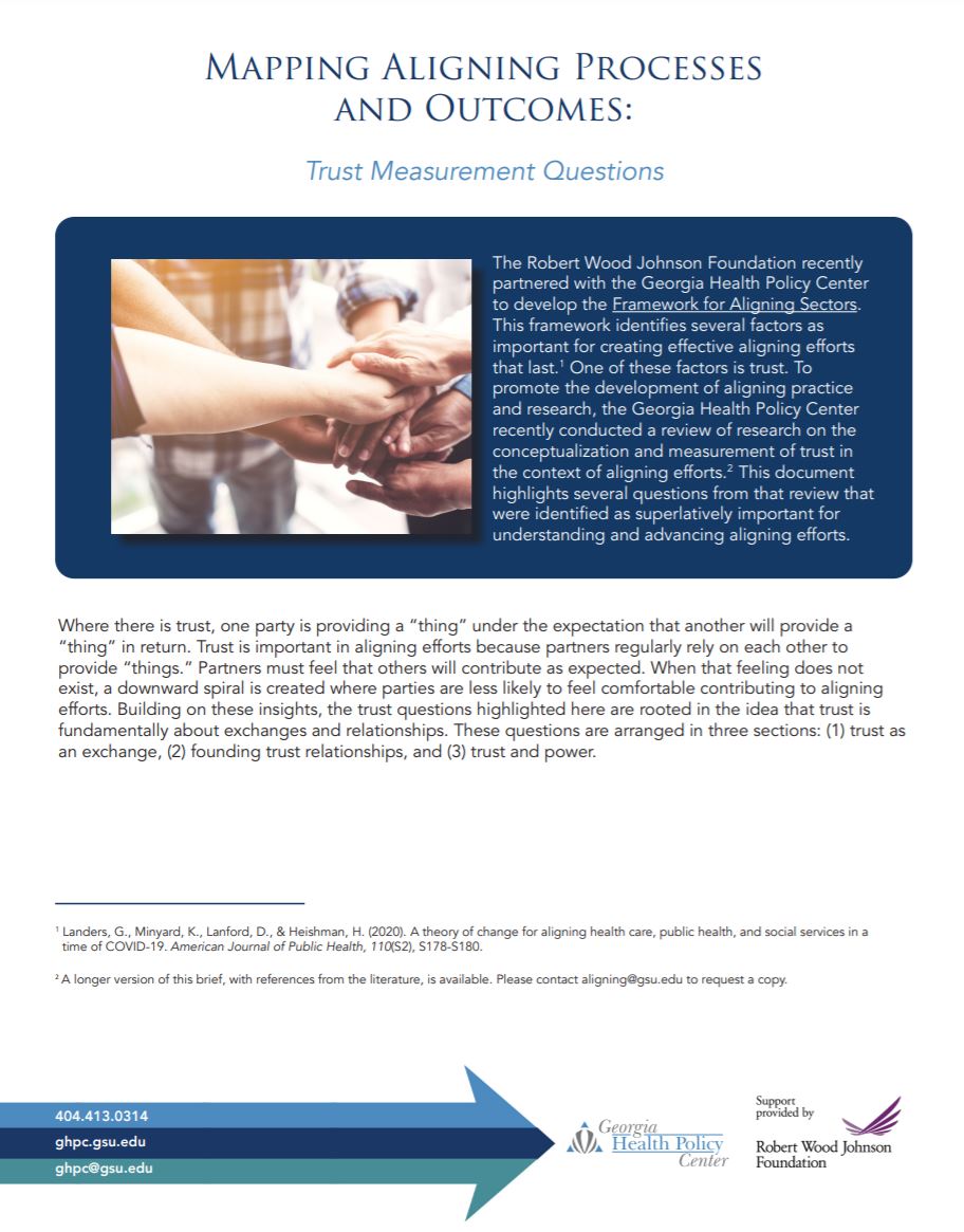 Mapping Aligning Processes and Outcomes: Trust Measurement Questions