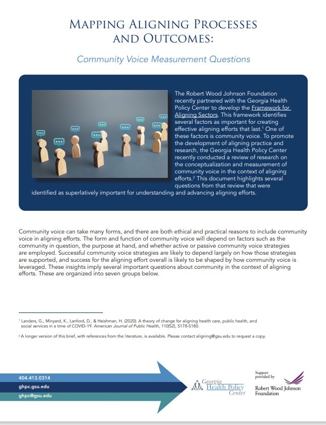 Mapping Aligning Processes and Outcomes: Community Voice Measurement Questions
