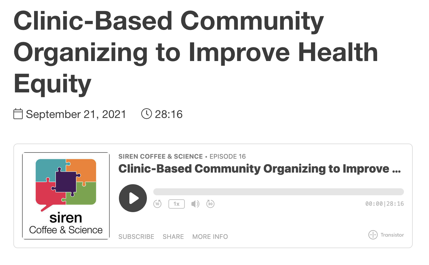 Clinic-Based Community Organizing to Improve Health Equity