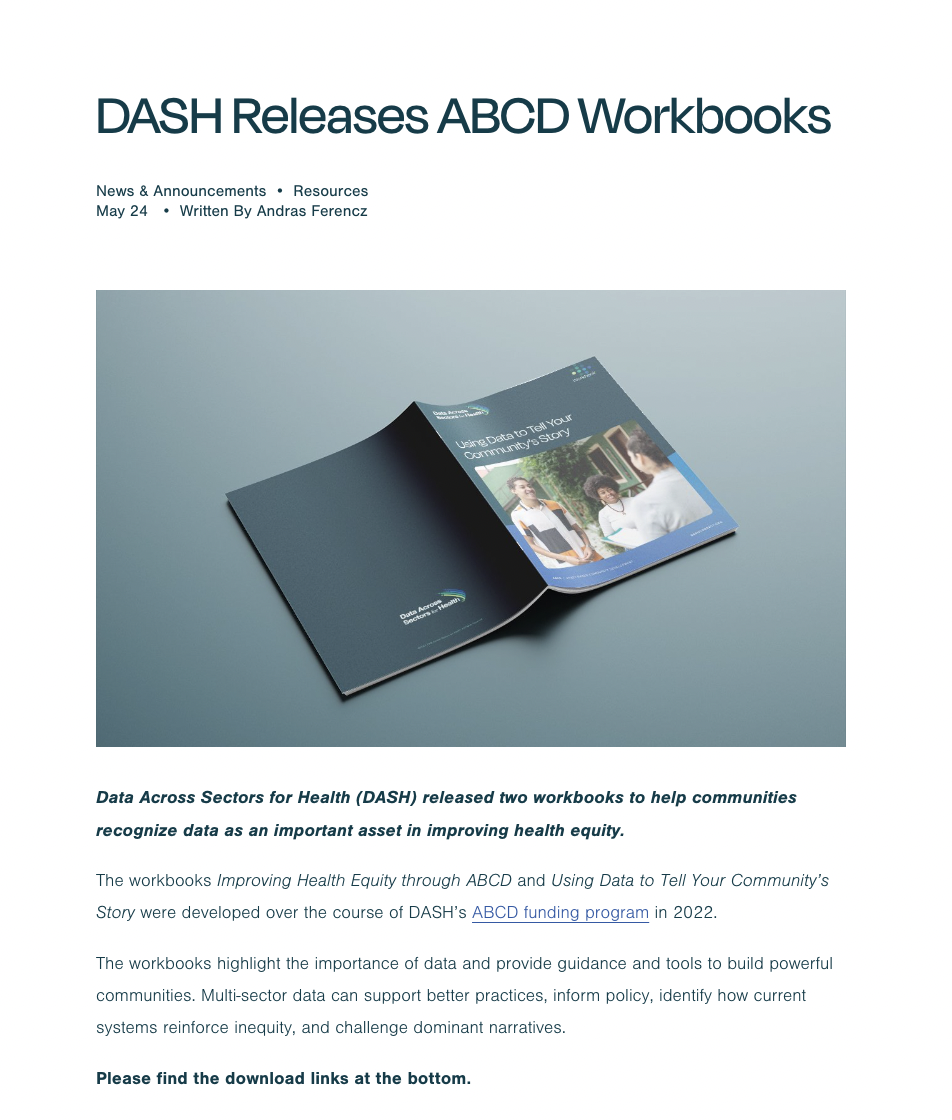 DASH Releases ABCD Workbooks
