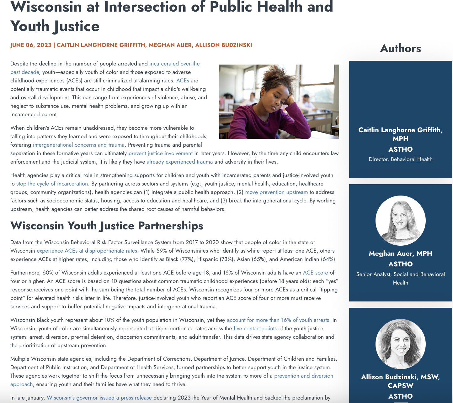 Wisconsin at the Intersection of Public Health and Youth Justice