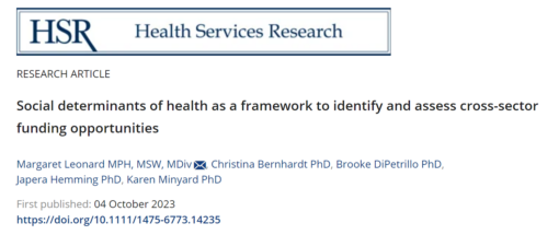 Social Determinants of Health as a Framework to Identify and Assess Cross-Sector Funding Opportunities
