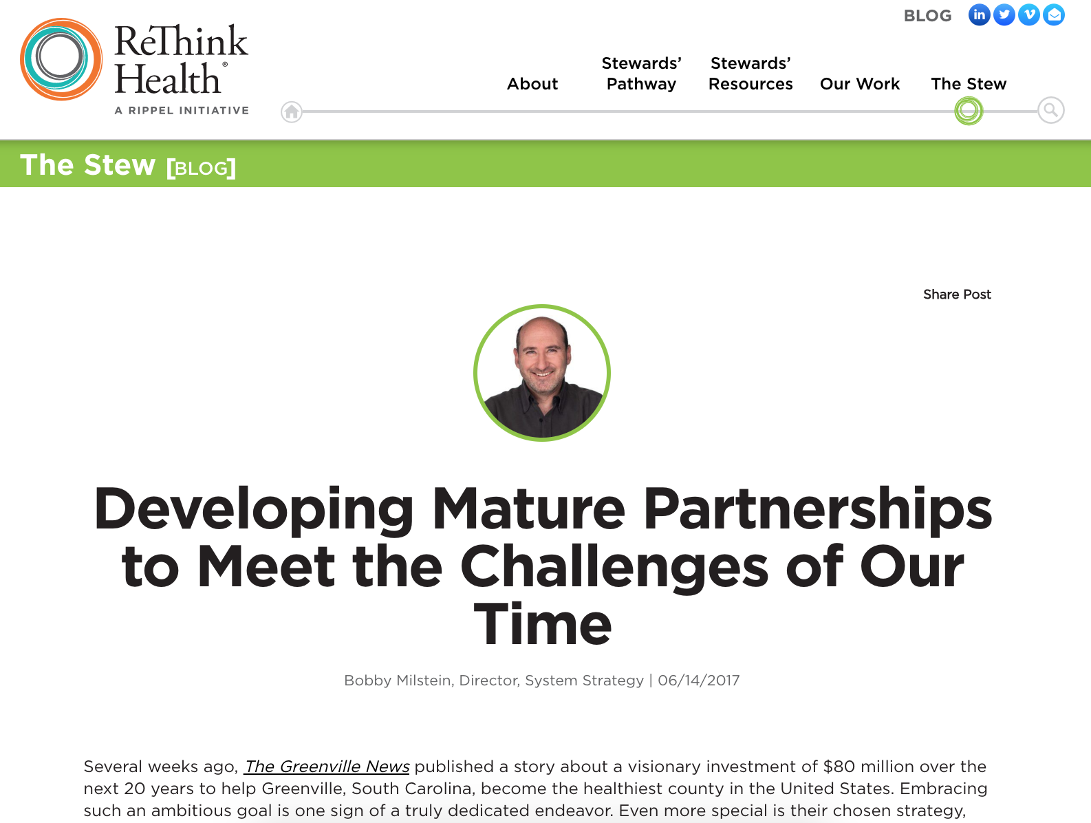 Developing Mature Partnerships to Meet the Challenges of Our Time