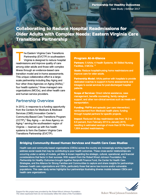 Collaborating to Reduce Hospital Re-admissions for Older Adults with Complex Needs: Eastern Virginia Care Transitions Partnership