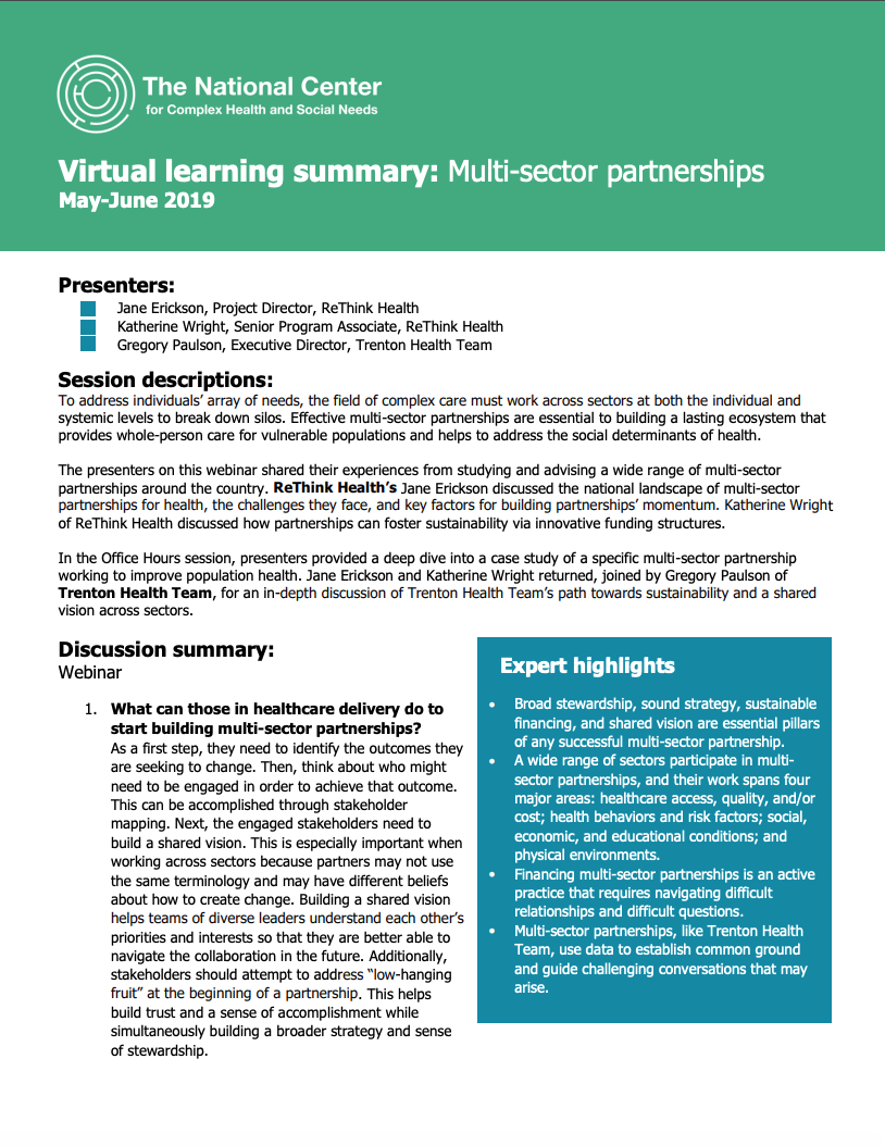 Virtual learning summary: Multi-sector partnerships
