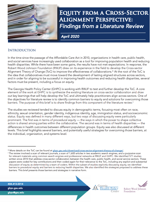 Equity From A Cross-Sector Alignment Perspective: Findings From A Literature Review