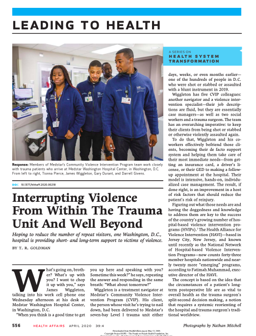 Interrupting Violence From Within The Trauma Unit And Well Beyond