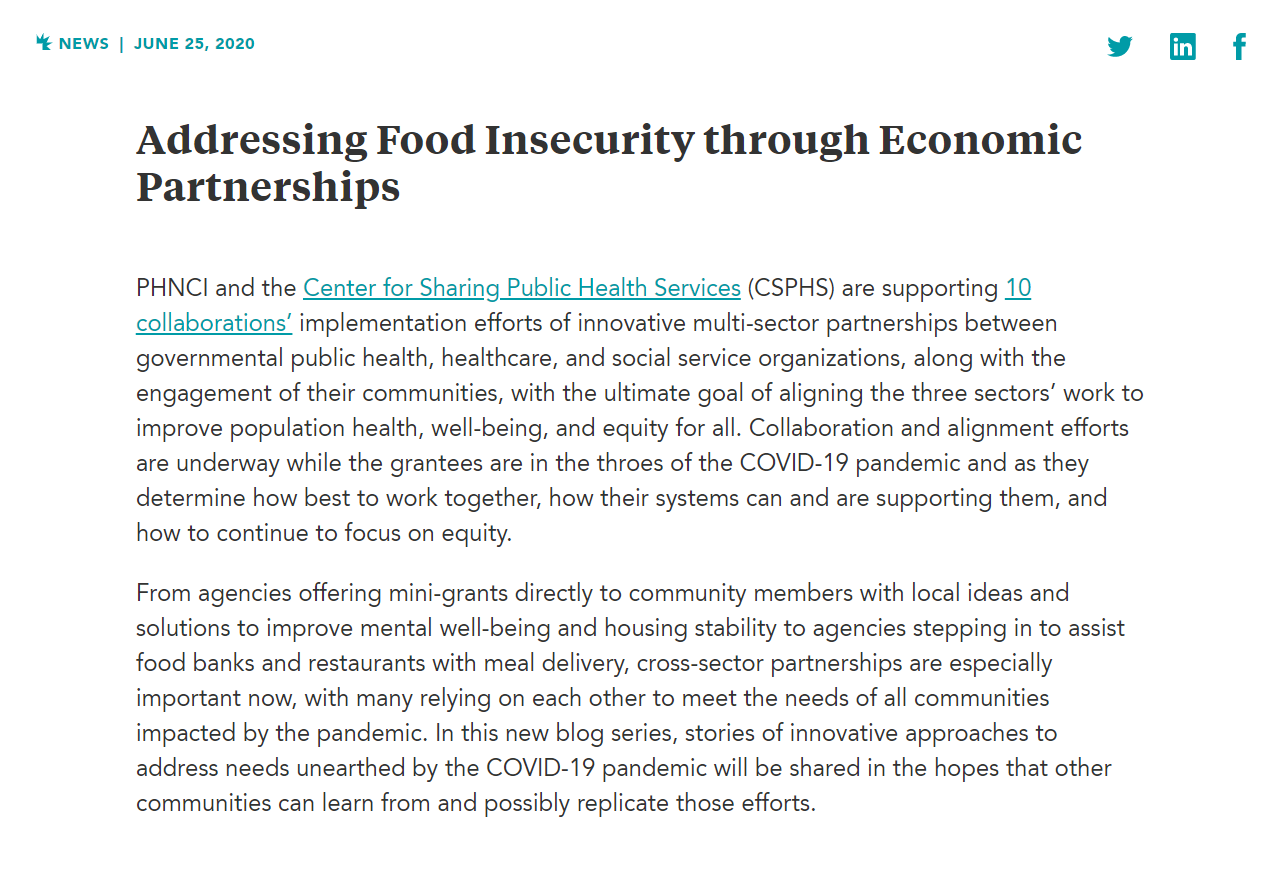 Addressing Food Insecurity through Economic Partnerships