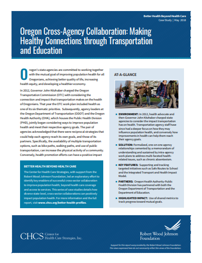 Oregon Cross-Agency Collaboration: Making Healthy Connections Through Transportation and Education