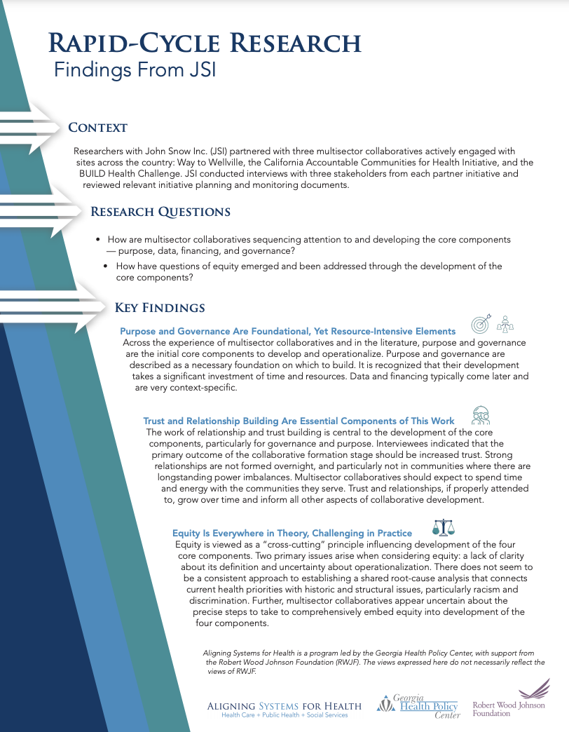 Page of Aligning Systems for Health brief with text and branding