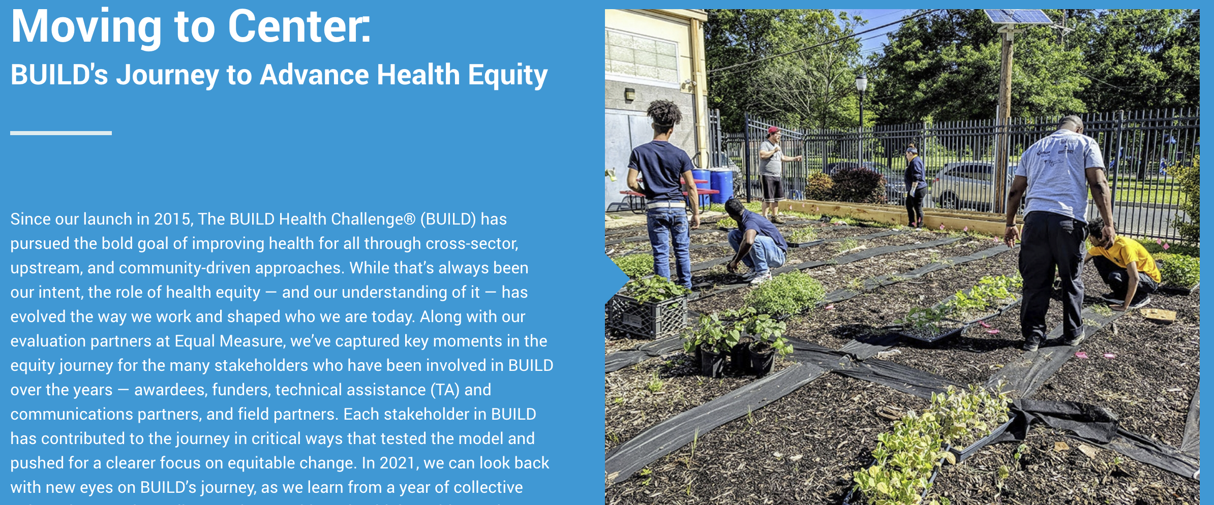Moving to Center: BUILD's Journey to Advance Health Equity