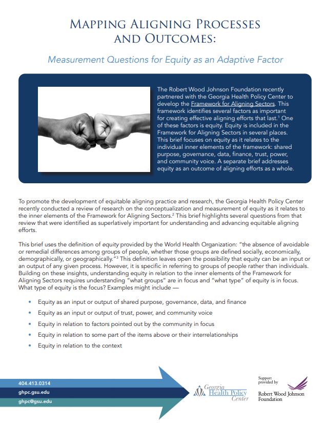 Mapping Aligning Processes and Outcomes: Measurement Questions for Equity as an Adaptive Factor