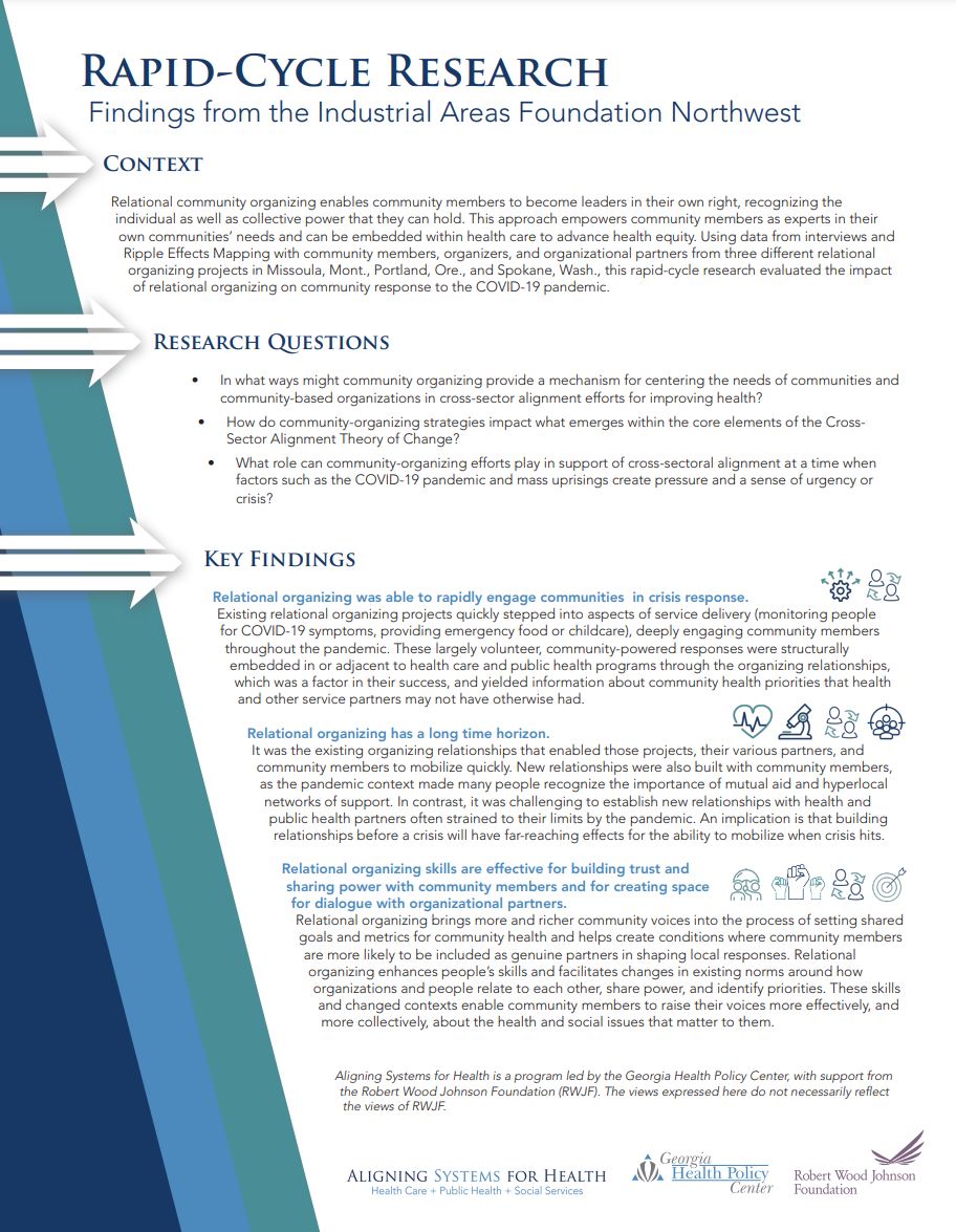 Aligning Systems for Health: Rapid Cycle Research Findings from the Industrial Areas Foundation Northwest