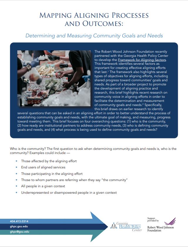 Mapping Aligning Processes and Outcomes: Determining and Measuring Community Goals and Needs