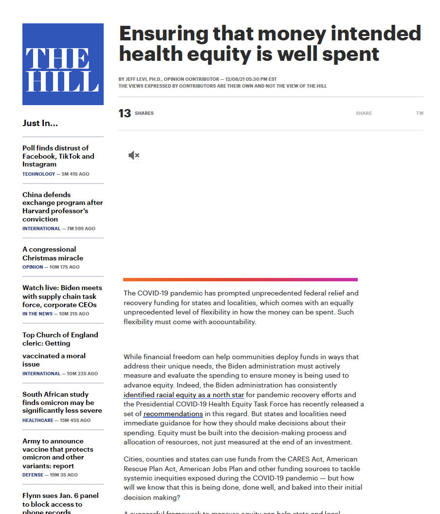 Ensuring That Money Intended for Health Equity is Well Spent