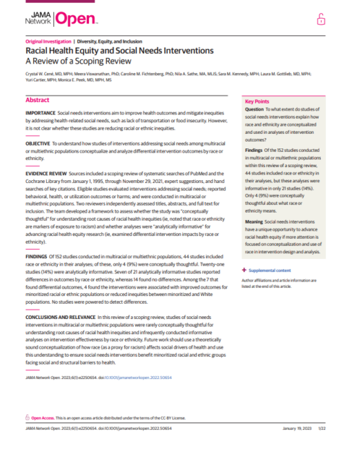 Racial Health Equity and Social Needs Interventions: A Review of a Scoping Review
