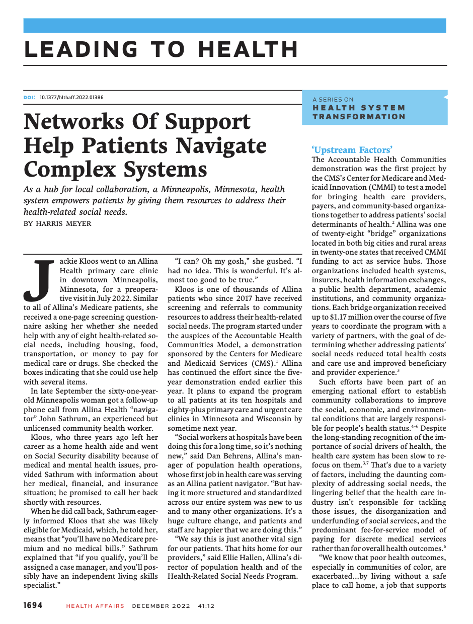 Networks of Support Help Patients Navigate Complex Systems