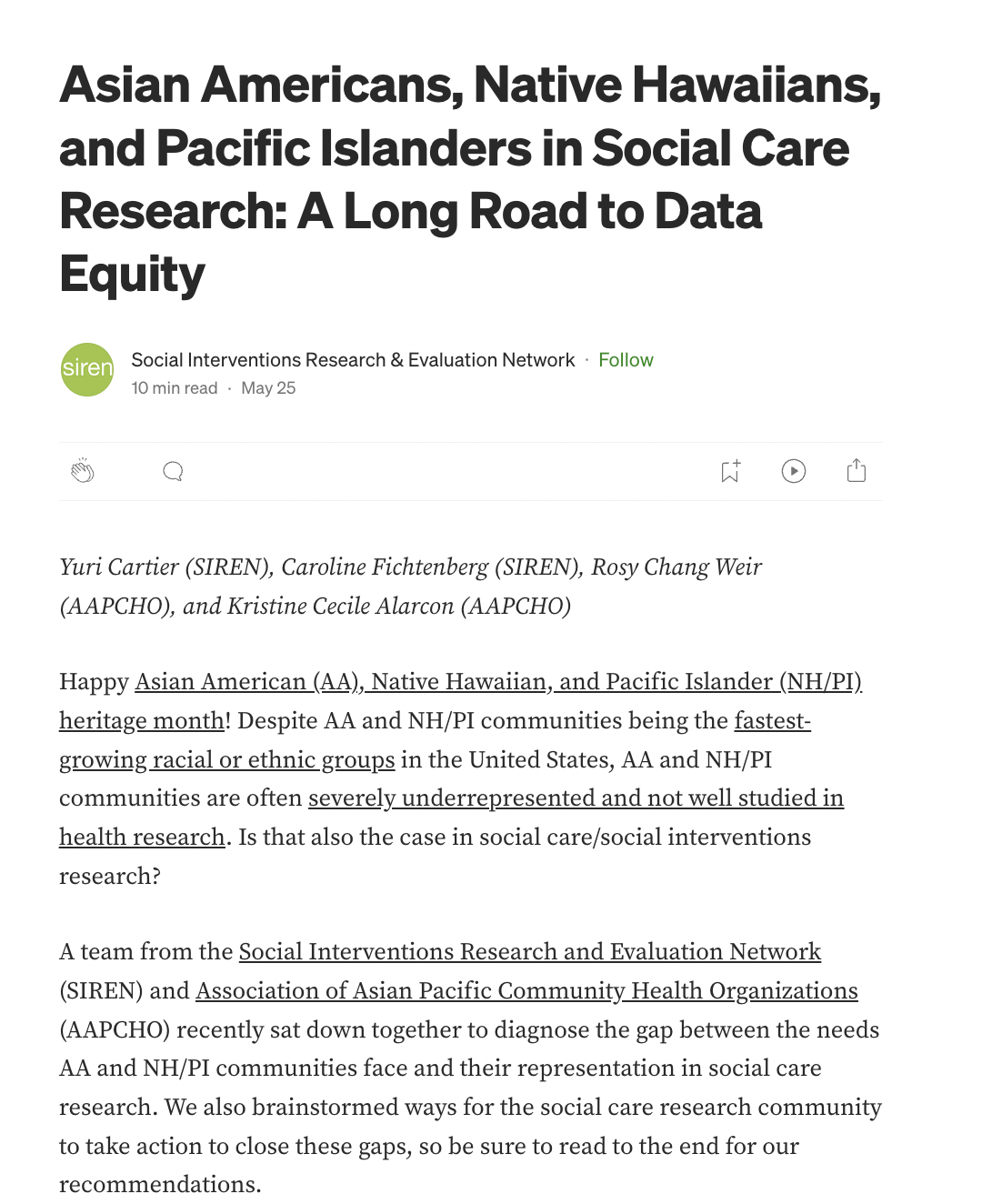 Asian Americans, Native Hawaiians, and Pacific Islanders in Social Care Research: A Long Road to Data Equity