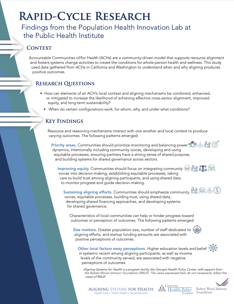 Rapid-Cycle Research Findings from the Population Health Innovation Lab at the Public Health Institute